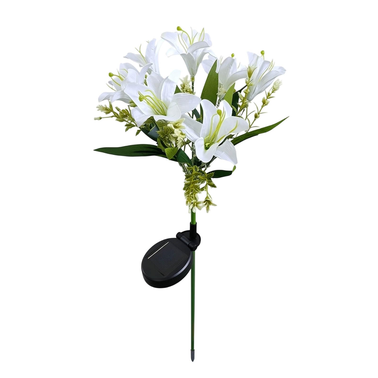 7 Heads Solar Powered Lily Flower Lights, Solar Garden Flowers Lights, Beautiful Outdoor Garden Decor with Automatic On/Off for Garden, Patio, Yard, Flower Bed and Walkway (White)