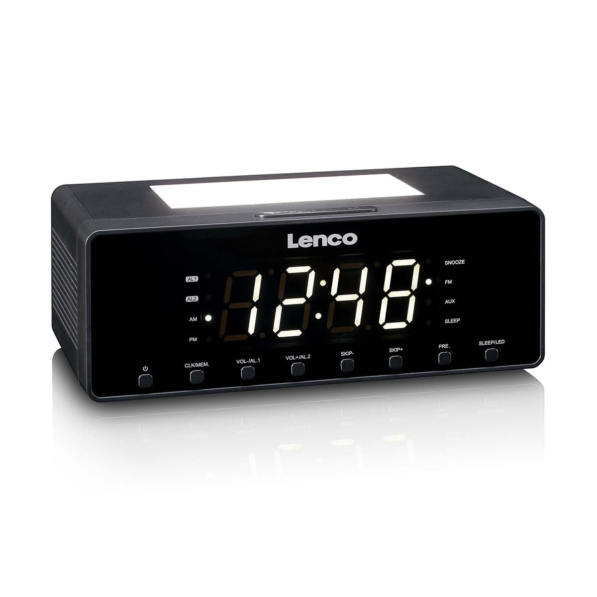 Lenco CR-540BK Radiowecker mit Nachtlicht - FM PLL Radio - USB-Ladefunktion - Dimmbarem LED-Display - Schwarz