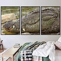 3 Piece Framed Canvas Wall Art Alligators Dramatic Canvas Prints Home Artwork Decoration for Living Room,Bedroom - 16