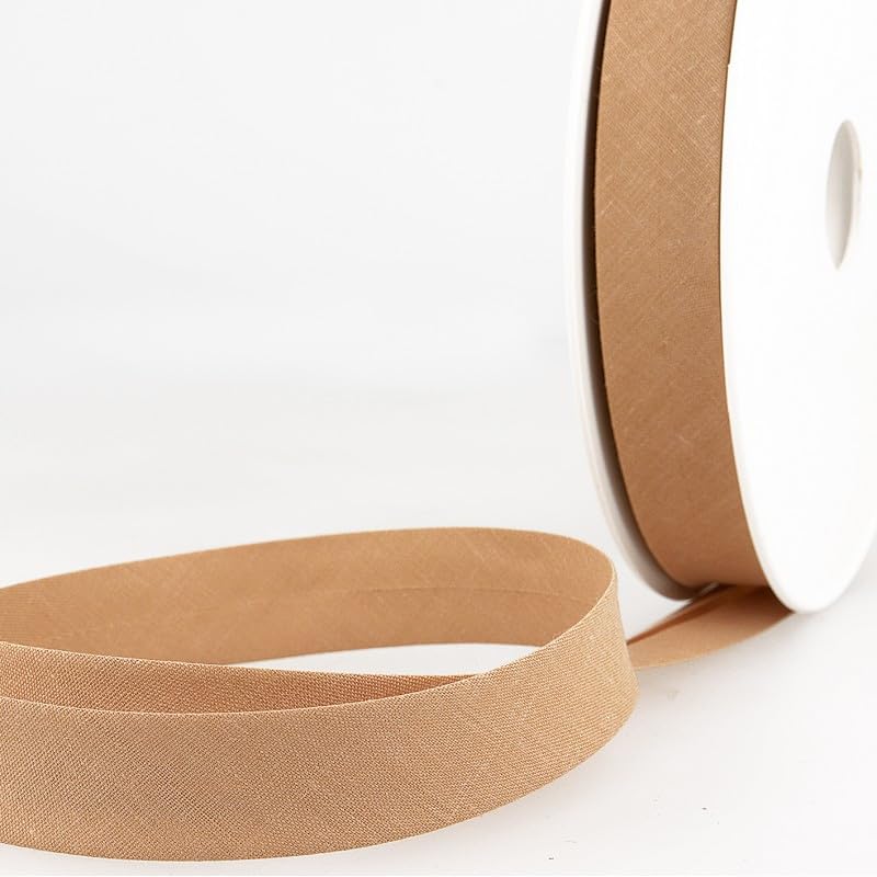 Biais replié vanille foncé de 50mm en disquette de 40m pour tout type de création textile couture
