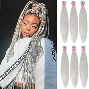 Silver Braiding Hair Pre Stretched,...