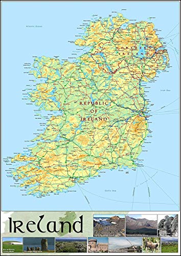 Pictorial Map of Ireland - 23.4 x 16.5 inches - Paper Laminated