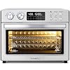 28QT Air Fryer Toaster Oven Combo, Large 12-in-1 Convection Countertop Oven with 3-Layer Cooking, Rotisserie for Chicken, 6 Heating Tubes, Fast Preheat, Fit 11″ Pizza, All Accessories, Stainless Steel