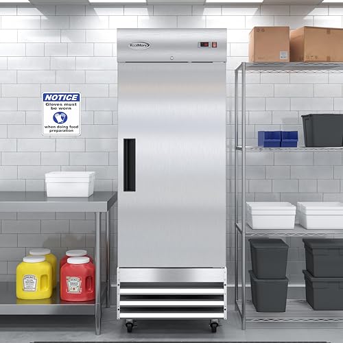 Image of KoolMore 29 inch Stainless Steel Solid Door Commercial Reach-in Refrigerator Cooler - 19 cu. ft (RIR-1D-SS-19C)