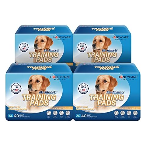 HONEY CARE All-Absorb 160 Count 28" x 34" Dog and Puppy Training Pads, X-Large 5-Layer Leak-Proof Potty Training Pads with Quick-Dry Surface and Odor Eliminating Cover
