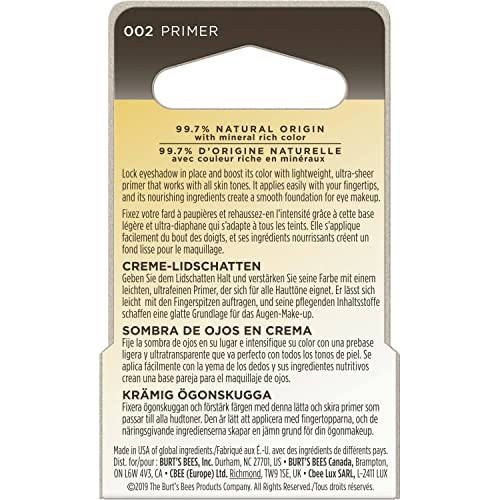 Burt's Bees Eye Shadow Primer, Neutral Ultra Sheer/Translucent Beige Color, Extends Wear For Powder Eye Shadow, For All Skin Tones - 0.25 Ounce #TOP3