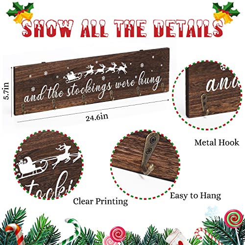 KORMMCO-Christmas-Stocking-Holder-The-Stocking-were-Hung-Wood-Hanging-Sign-Stocking-Holder-for-Wall-Xmas-Stocking-Holder-with-6-Hangers-for-Fireplace-Mantel-24-inchBrown KORMMCO Christmas Stocking Holder The Stocking were Hung Wood Hanging Sign Stocking Holder for Wall Xmas Stocking Holder with 6 Hangers for Fireplace Mantel 24 inchBrown