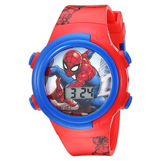 Marvel Relógio de quartzo para meninos com pulseira de plástico, vermelho, 16,5 (modelo: SPD4480)