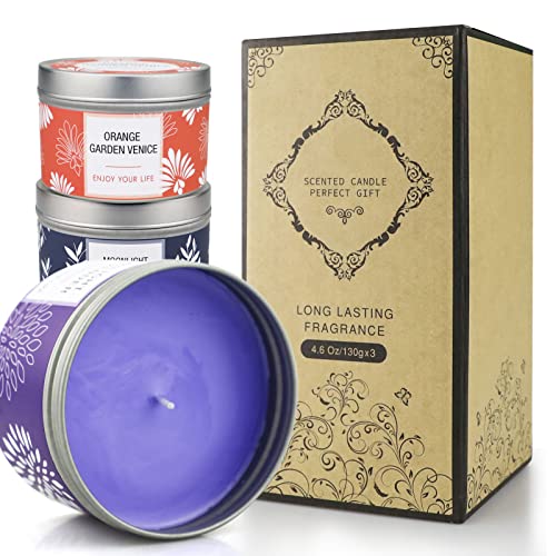 Scented Candles Gift Set 4 Pack, Mosaic Design 4.4 Oz Natural Soy Wax Portable Travel Aromatherapy Candles，Perfect for Daughter Girlfriend Wife Mother, Birthday, Holiday Gift