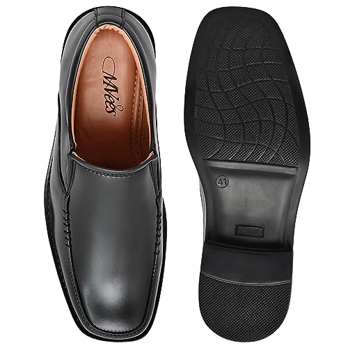 Image of Bluegold Men's Leather Comfortable Slip-On Formal Shoes (6504 Black 07)
