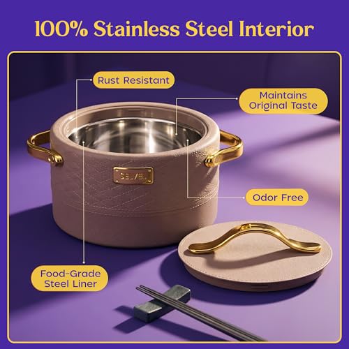 Image of SELVEL Heritage Casserole 800 ml | Stainless Steel Inner & Premium Plastic Outer Body | Insulated Hot Pot for Roti, Rice & Curry | Elegant Brown Finish with Gold Handles
