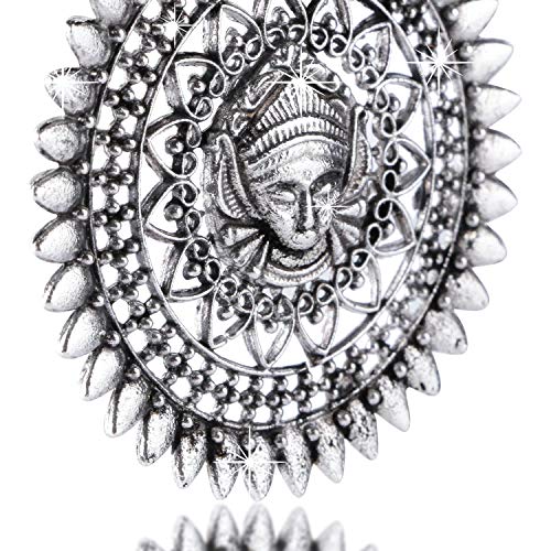 Women's Goddess Durga Ma Pendant Necklace with Earrings & Ring Set