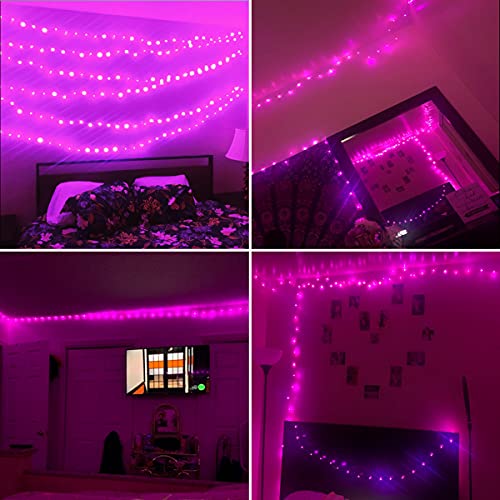 Image of RUICHEN Silver Wire 66 Ft 200 LED USB Fairy String Lights with On /Off Switch (Pink)