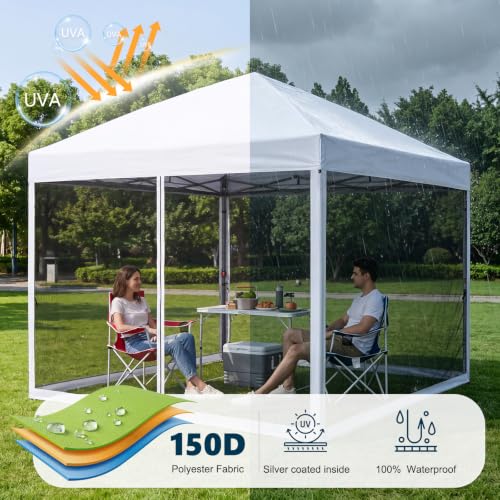 MASTERCANOPY 10x10 Pop Up Canopy Tent with Netting Walls White by MASTERCANOPY - Used condition - Image 4