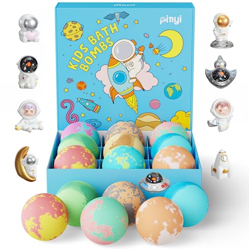 Kids Bath Bombs with Toys Inside, 9 Pack Space Bath Bombs for Kids with Surprise Outer Planet Toys, Galaxy Bath Bombs for Boys Girls Toddlers with Astronaut Spacecraft Gift Set for Easter Birthday
