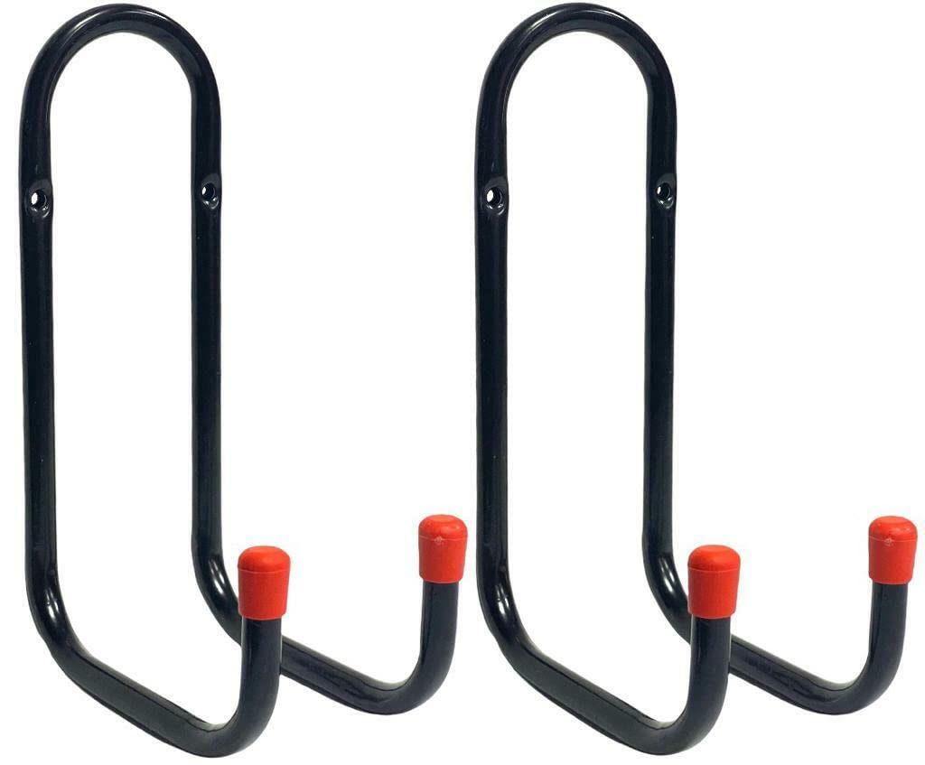 Orbitron Black 2Pcs 100Mm Tubular Double Hook Hanging Bikes Garage Hoses Furniture Tools
