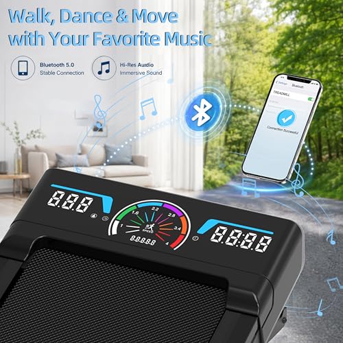 Image of TRAILVIBER Walking Pad Treadmill with 12% 9-Level Auto Incline, 450 lbs Capacity RGB LED Screen, Bluetooth Speaker Under Desk Treadmill