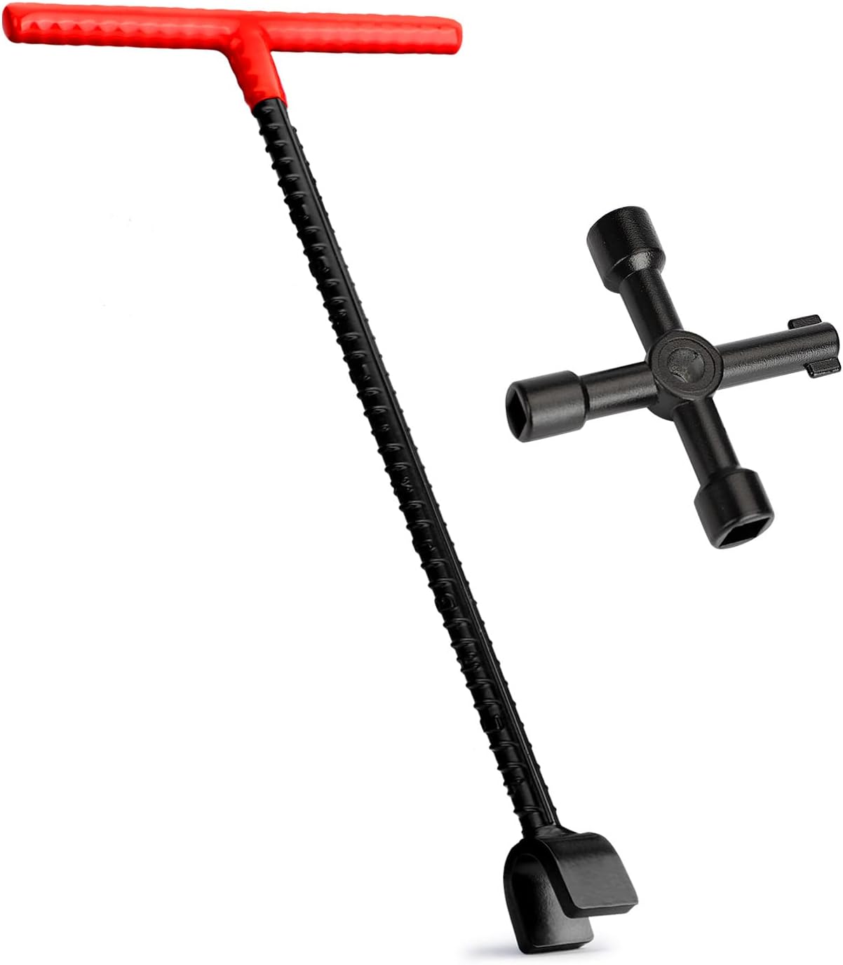 Eapele Water Meter Key 16 inch Enforced Steel T-Handle With 4-way Multi-Functional Universal Cross Key 16inch