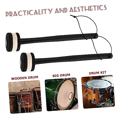 Par de baquetas para bombo con maza de fieltro ligera accesorio de instrumento de percusión para bandas de marcha miniatura 2