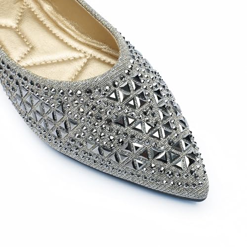 Flats Shoes Women Rhinestone Pointed Head Flats Comfortable Soft Memory Foam Insole Flat Shoes2