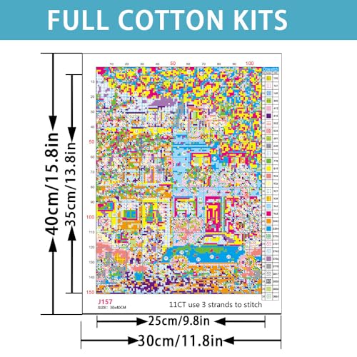 Image of Pink Store Stamped Cross Stitch Kits for Beginner,11CT Needlepoint Kits | Cherry Blossom Needlepoint Counted Cross Stitch Embroidery Kits for Adults,Dimensions Counted Cross Stitch Patterns Crafts