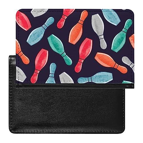 Porta passaporto colorato con birilli da bowling sottile organizer per documenti da viaggio con slot per carte di credito per donne e uomini Stile: Taglia unica MHXYZHW
