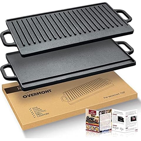OVERMONT Pre-Seasoned Cast Iron Griddle Pan Cover