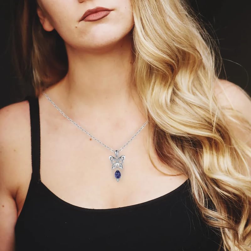 Image of 925 Sterling Silver Cubic Zirconia Animal Crystal Chain Pendant Necklace | Lovely Gift for Women and Girls, Gift for Her