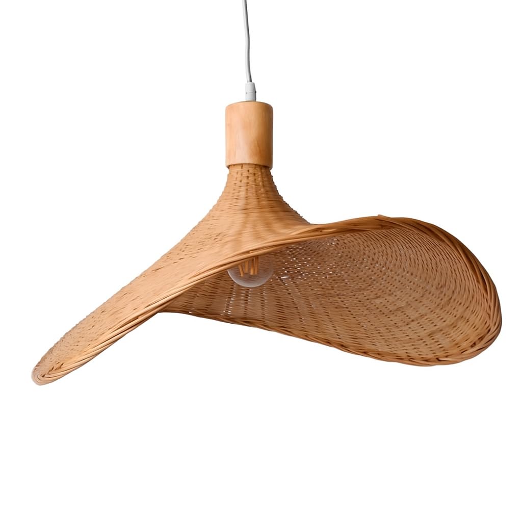 B·LED BARCELONA LED Lámpara de Mimbre Colgante Bellas – Diseño Artesanal Estilo Sombrero | Lámpara de Techo Decorativa Natural para Comedor, Salón o Local | Compatible con Bombilla E27 (No Incluida)