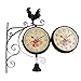 Produktbild VBARV Schmiedeeisen Garten Wanduhr, Garten Vintage doppelseitige Wanduhr, 360 Grad drehen antikes Design, Anti Fog HD Glas, für Outdoor Hanging Decor Festival Geschenk
