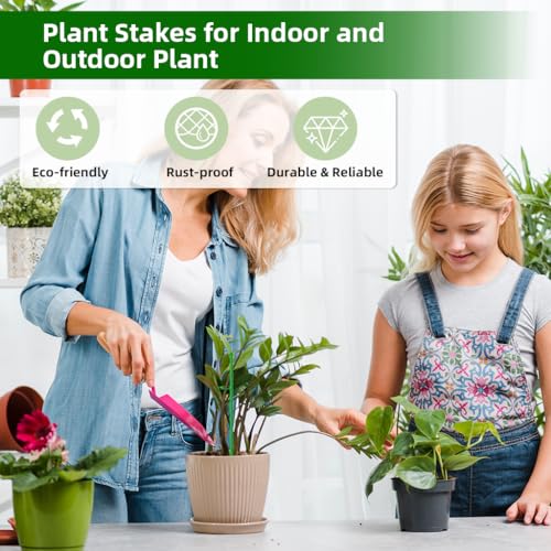 Image of HASTHIP 16Pcs Plant Support Stakes Set with Cable Ties, 45cm & 30cm Upright Plant Support Stake, 6.3mm Dia Weatherproof Reusable Glass Fiber Plants Support Rods for Gladiolus, Chili Peppers