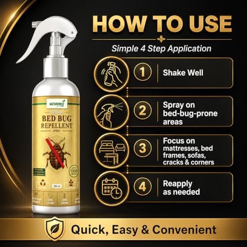 Image of Bed Bug Repellent Spray for Home, Mattress, Sofa & Furniture | Plant Based Bed Bug Spray for Indoor Use | Long Lasting Fresh Protection | Easy to Use 200ml