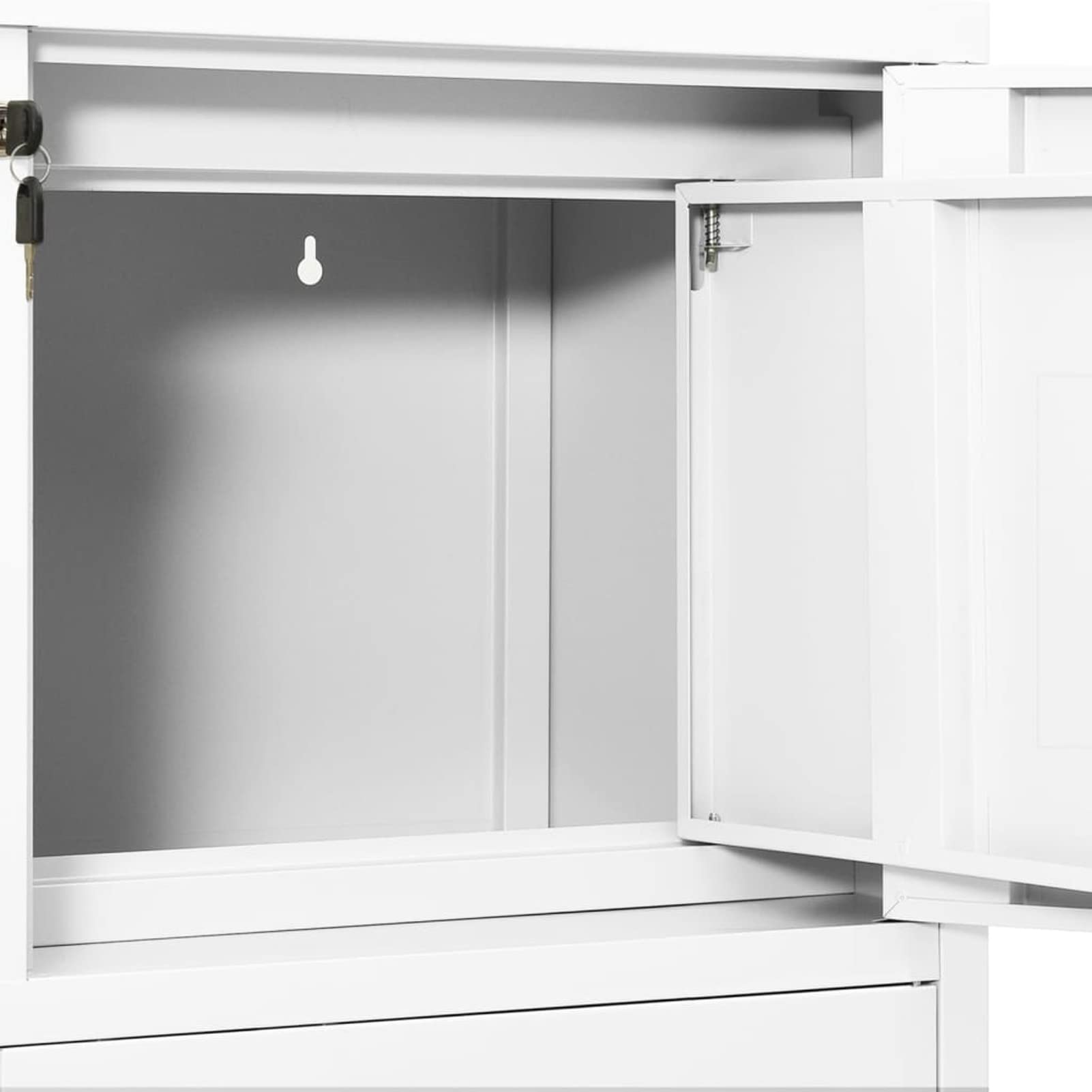 IKAYAA Armario de oficina de acero con 3 cajones, 90 x 40 x 102 cm, con llaves, 2 puertas, color blanco