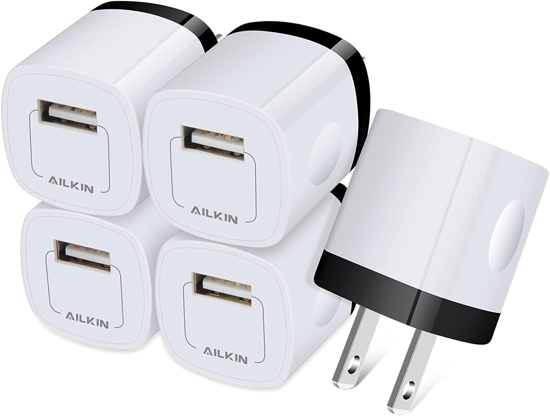 Wall Charger, AILKIN [5Pack] 1AMP 1-Port USB Home Travel Wall Charger Adapter, Charging Station for Almost Devices : Cell Phones & Accessories