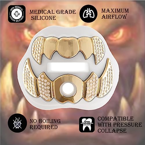 LeCool Football Mouth Guard with Connected Strap- 3D Beast Chrome Adult and Youth Mouth Guard-Mouth Piece for Sports for Maximum Air Flow and Teeth Protection (White, with Diamonds) by LeCool - Image 3