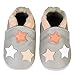 IceUnicorn Chausson Cuir Bébé Chausson Bebe Chaussons Cuir Souple Bébé Fille Garçon Premiers Pas Mignon Chausson Bébé 0-6 Mois-3 Ans(QH Etoiles, 6-12 Mois)