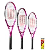  Wilson Raqueta de Tenis Ultra Pink Junior + 3 Pelotas de Tenis (21\", 23\" y 25\") (25\")