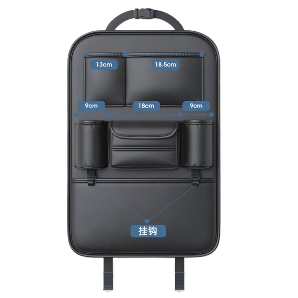 Organizador para asiento trasero de coche, multifuncional, de cuero PU, ahorro de espacio, bolsa de almacenamiento para asiento trasero, Protector, alfombrilla para patadas