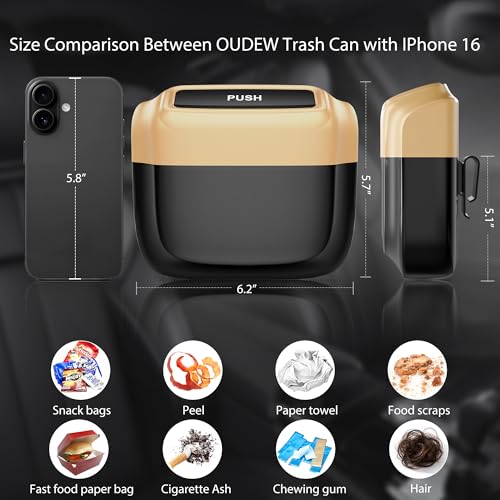 Image of Car Trash Can with Lid,Built-in Storage Garbage Bag,Leakproof Vehicle Trash,Car Accessories for Interior,Mini Garbage Bin for Automotive, Home, Office, Kitchen, Bedroom,with 30pcs Trash Bags
