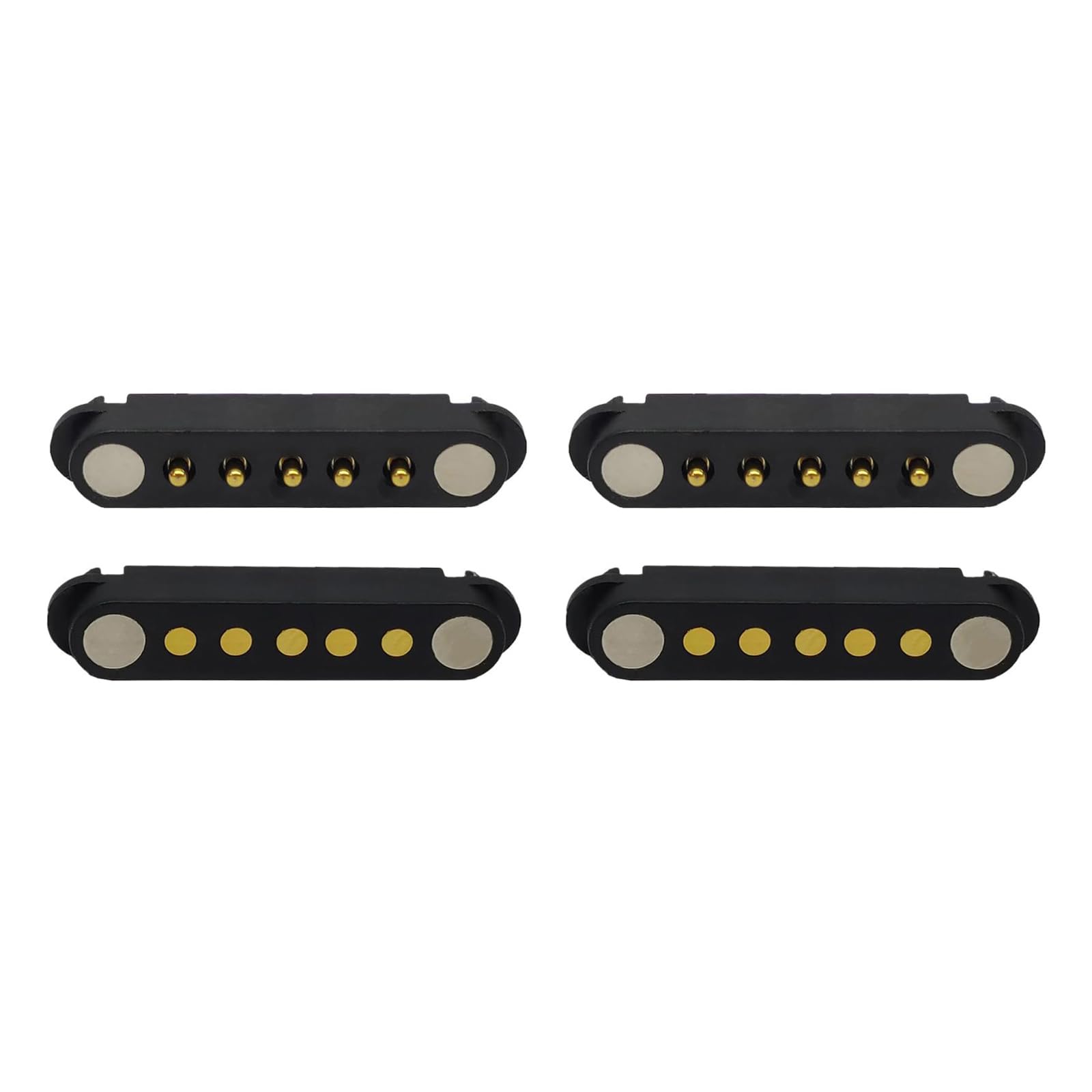 Tcbstone Men's Black 2 Pair 2/3/4/5/6/7/8Pin Magnetic Pogo Pin Connector, +Fe 2.54Mm Spring Loaded Pogopin Connector Dc Power Charge Probe Socket (5Pin)