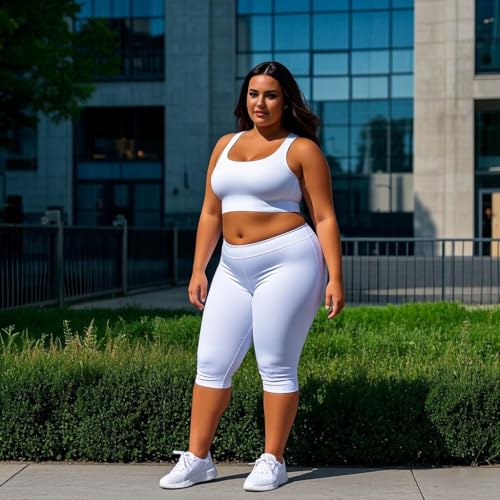 Image of FULLSOFT Plus Size Capri Leggings for Women- XL-4XL High Waist Tummy Control Stretchy Workout Yoga Pants Plus Capris