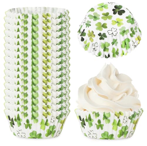 Whaline 300 Pcs St. Patrick's Day Shamrock Cupcake Liner Paper