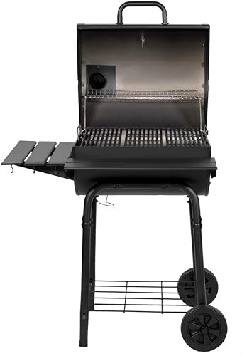 Miniatura 2 de Char-Griller Wrangler - Parrilla de carbón en negro con estantes de madera, fresno EasyDump, estantes delanteros y laterales de madera de primera
