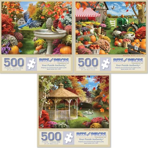 Bits and Pieces - Set de Valor de Tres (3) Rompecabezas de Otoño - 18” x 24” Cada Uno (Rompecabezas de 500 Piezas) miniatura 1