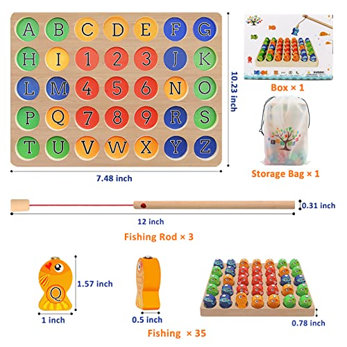 Toddler Learning Educational Toys For 2 3 4 5 Year Old Boys Girls Wooden Magnetic Fishing Kids Toys Games Letters Abc Numbers Alphabet Puzzle Montessori Toys For Ages 2+ Stem Preschool Education Gifts #TOP1