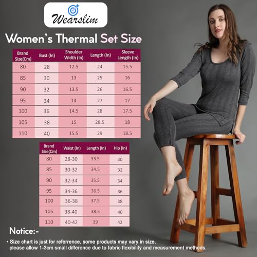 Image of Wearslim Women's Cotton Quilted Winter Lightweight Thermal Underwear for Women Long Johns Set with Fleece Lined Soft Warmer