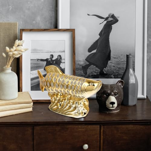 Poisson décoratif en céramique or idée cadeau originale