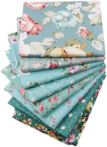 Green Floral Fat Quarters Fabric Bundles,Precut Quilt Sewing Quilting Fabric,18"x22",(Green Floral)