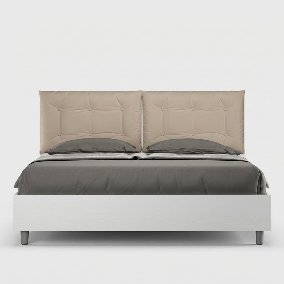 Produce Shop Egos Annalisa - Cama de matrimonio de 160 x 190 cm, de madera, con cojines, color beige