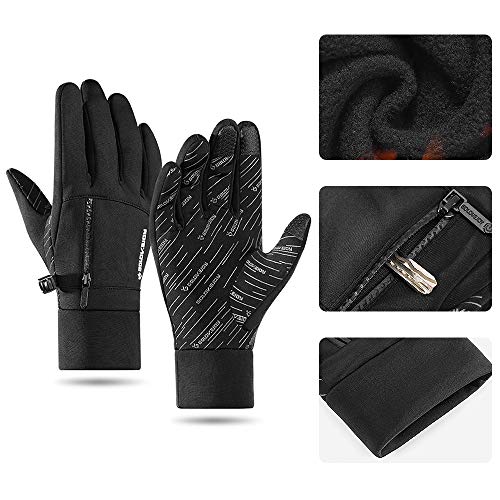 Lixada Luvas de esqui, luvas de inverno impermeáveis com tela sensível ao toque, luvas de neve à pro